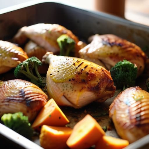 The Sheet Pan Savior chicken and vegetables.