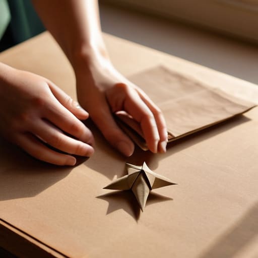 Handmade Minimalist Paper Stars on kraft paper.