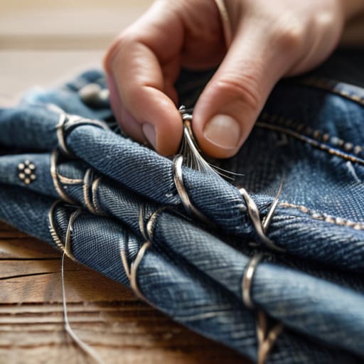 Mending denim one stitch at a time.