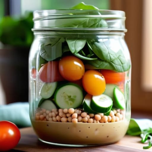 Layering ingredients for The Jar Salad Hack.