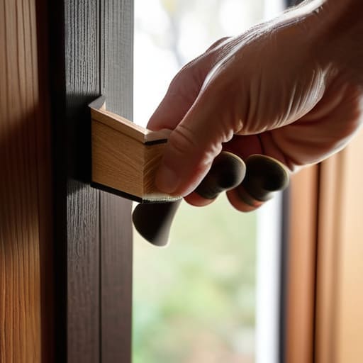 Man weatherstripping a door to save energy.